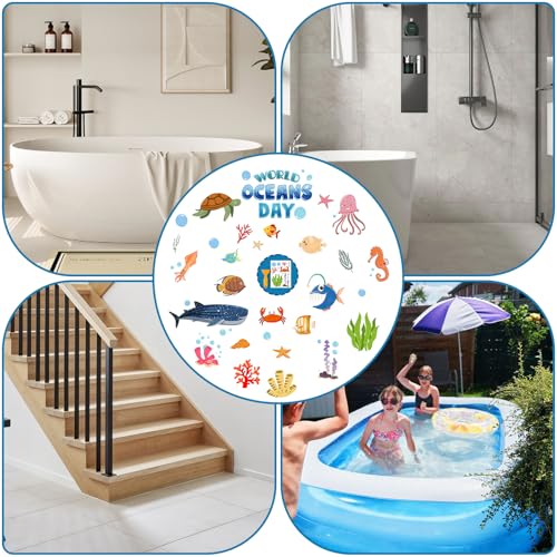 Calcomanías antideslizantes para bañera infantil que evitan resbalones con motivos del océano 6