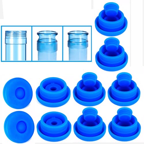 Image of 3 & 5 Gallon Water Jug Cap Reusable - Non-Spill 55mm Water Bottle Caps,Silicone Replacement Cap Lids Anti Splash 10 Pack