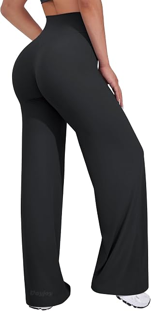 VOYJOY Straight Leggings Bottoms Wide Leg Pants for Women 29"/ 31.5"/33" High Waist Stretch Casual Sweatpants