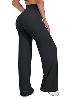 VOYJOY Straight Leggings Bottoms Wide Leg Pants for Women 29"/ 31.5"/33"/35" High Waist Stretch Casual Sweatpants