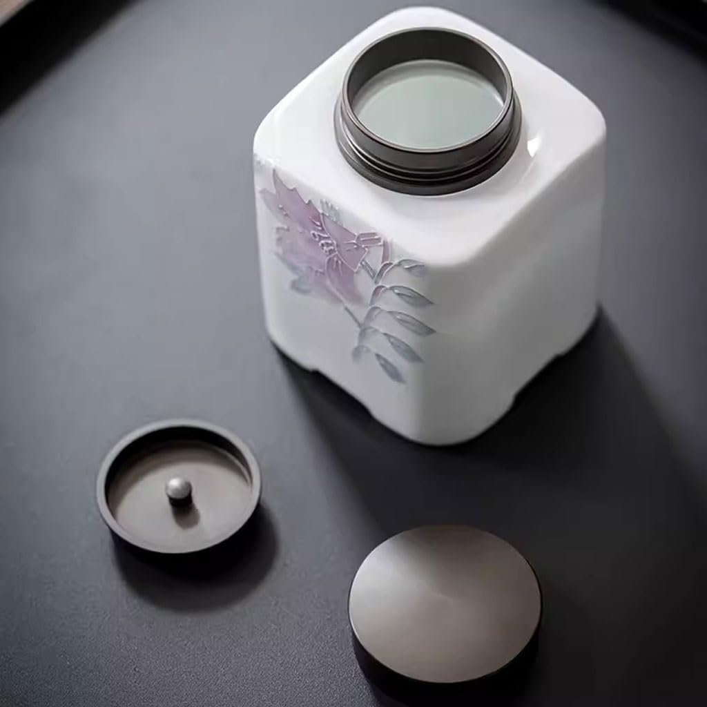 Teedose Lily Teedose, versiegelte Teedose, Legierungsdeckel, handgefertigter Teebehälter aus Keramik, Aufbewahrungsdose for Tee, Kaffee, Zucker, Nüsse in der Küche zu Hause Tee-Vorratsdose