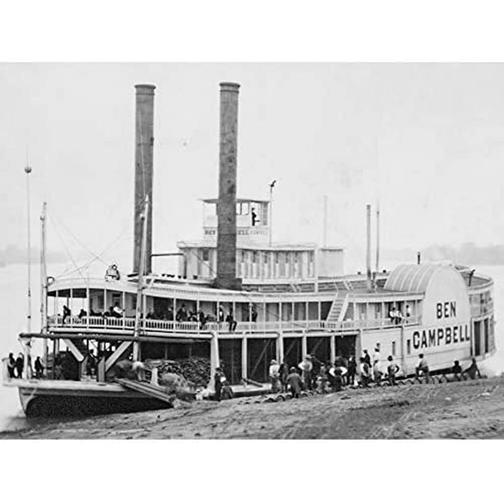 River Steamboat Ben Campbell At Landing 1860 Photo Unframed Wall Art Print Poster Home Decor Premium