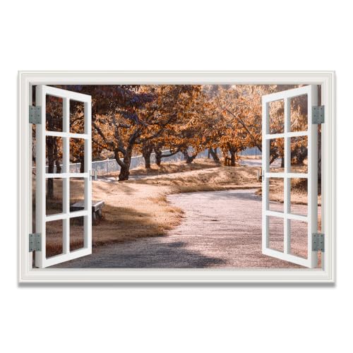 Lienzo efecto ventana con montañas nevadas para decoración moderna de hogar 20x30cm
