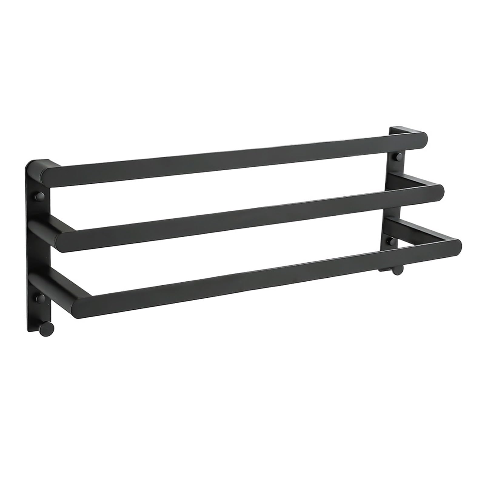 VAYEODEYU Towel Rails 3-Layer Storage Shelf Wall Mounted Black 50-60cm Bathroom Kitchen Bedroom