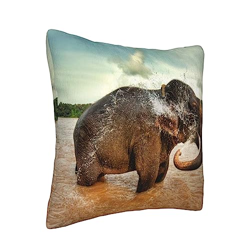 Housse de coussin velours côtelé éléphant pour canapé et lit doux