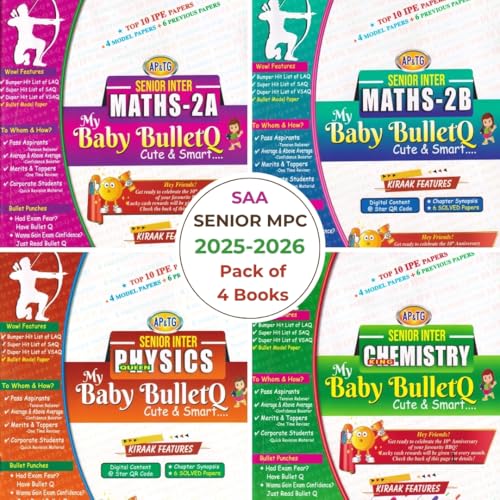 Image of AP & TG My Baby Bullet Q Senior Inter MPC 2025-26 Edition | Maths 2A, Maths 2B, Physics & Chemistry | Top 10 IPE Papers | Quick Revision & Exam Prep | Pack of 4 Books (English Medium)
