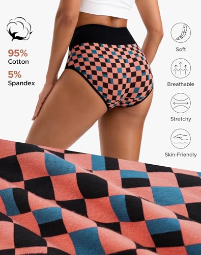 Image of INNERSY Women's High Waisted Underwear Cotton Panties Regular & Plus Size 5-Pack