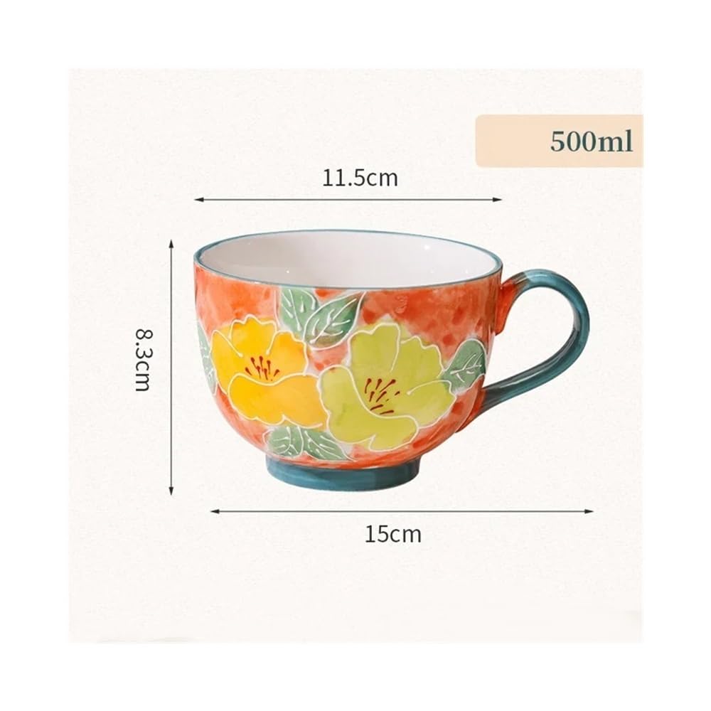 Tazza da tè e caffè in ceramica, fatta a mano, in porcellana, per uso ufficio, ideale per bevande calde e colazione, capacità 500 ml