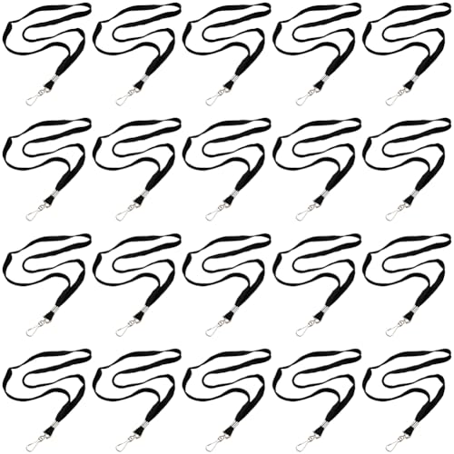 CRASPIRE 30 Pieza Cordón Negro Insignia Correa Cuello Cordón Poliéster Tejido A Granel Plano Tarjetas Identificación Etiquetas Nombre Correas Seguridad Gancho Giratorio Aleación Llaveros