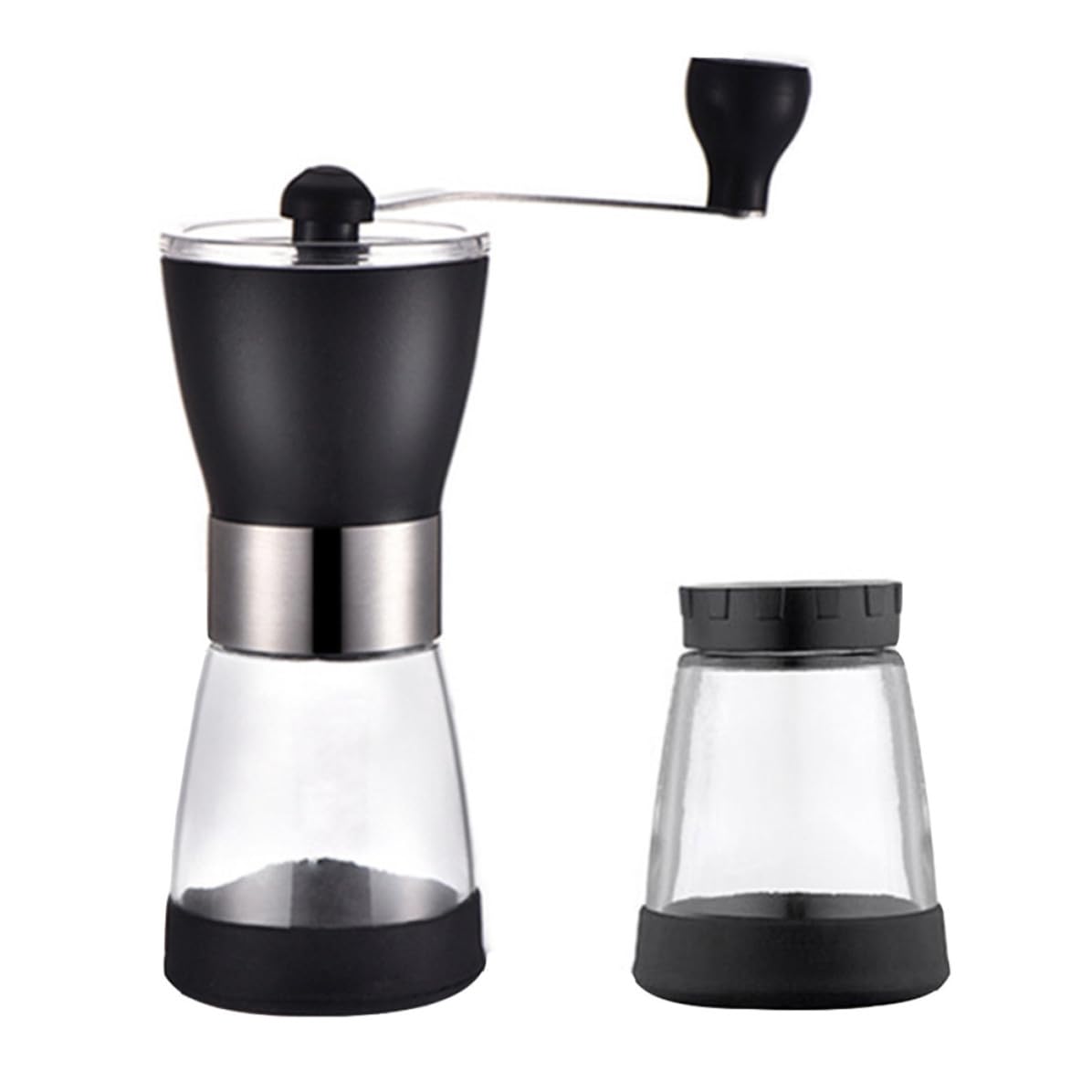 Molinillo de café manual con molienda regulable y frasco hermético para conservar