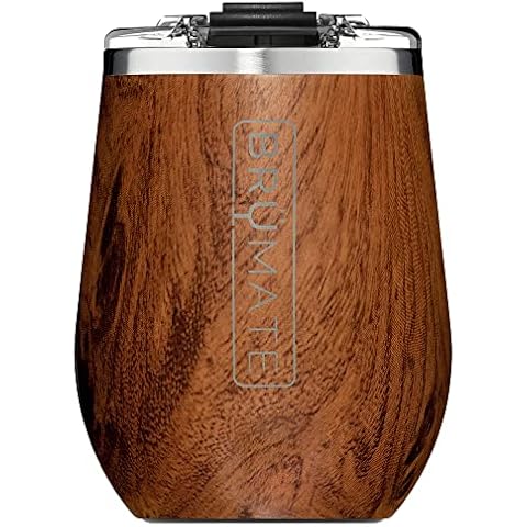 BrüMate Uncork'd XL MÜV - 100% Leak-Proof 14oz Insulated Wine Tumbler with Lid - Vacuum Insulated Stainless Steel Wine Glass - Perfect For Travel & Outdoors (Walnut) Cover
