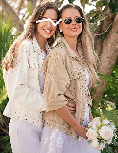 APAFES Women's Fashion Crop Fringe Denim Jacket Distressed Western Studded Black Trucker Jacket3