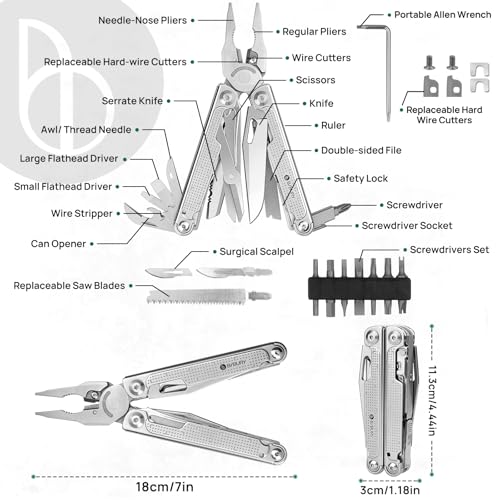 Bibury Multitools Pliers Pro Bi2049, Multi Tool Foldable Pliers With Large Saw Blade, Wire Cutters thumb #1