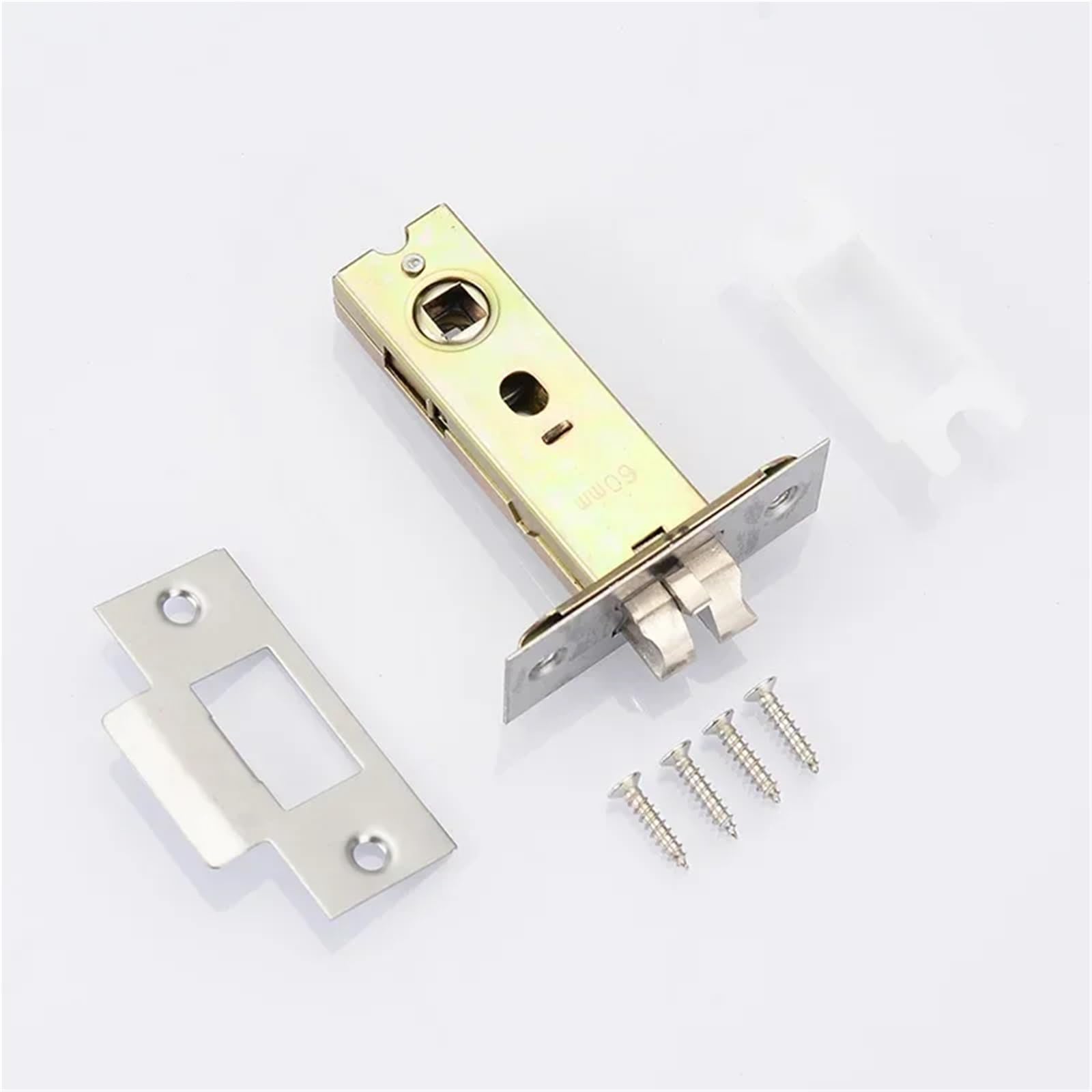 Sxolcoufoh Oblique Tongue 60 Stainless Steel Door Lock Pull Ring Square Tongue Partition Wooden Concealed 1Pcs(Oblique Tongue 60)