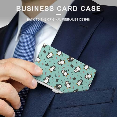 Funny Penguins Business Card Holder Alloy Multi Wallet Credit Card ID Pocket Name Case3