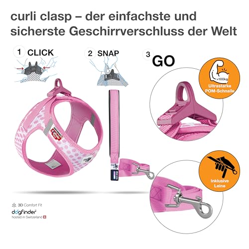 Vest Harness Air-Mesh Pink-Circles M & Leash L
