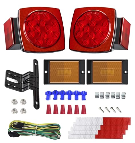 Cyfie LED Trailer Light Kit, Submersible Brake Stop Turn Side Marker License Tail Light Lamps Utility Trailer Lights for 12V Boat Camper RV Trucks Marine Snowmobile, DOT Compliant, IP68 Waterproof