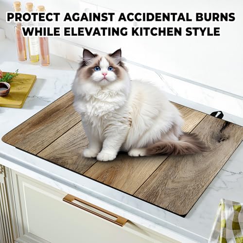 Image of Stove Top Cover for Home Decoration Kitchen Pad Washable Cooktop Covers Countertop Stove Protector Mat for Home Kitchen Cooktops (Wood grain, 30 inchx21 inch)