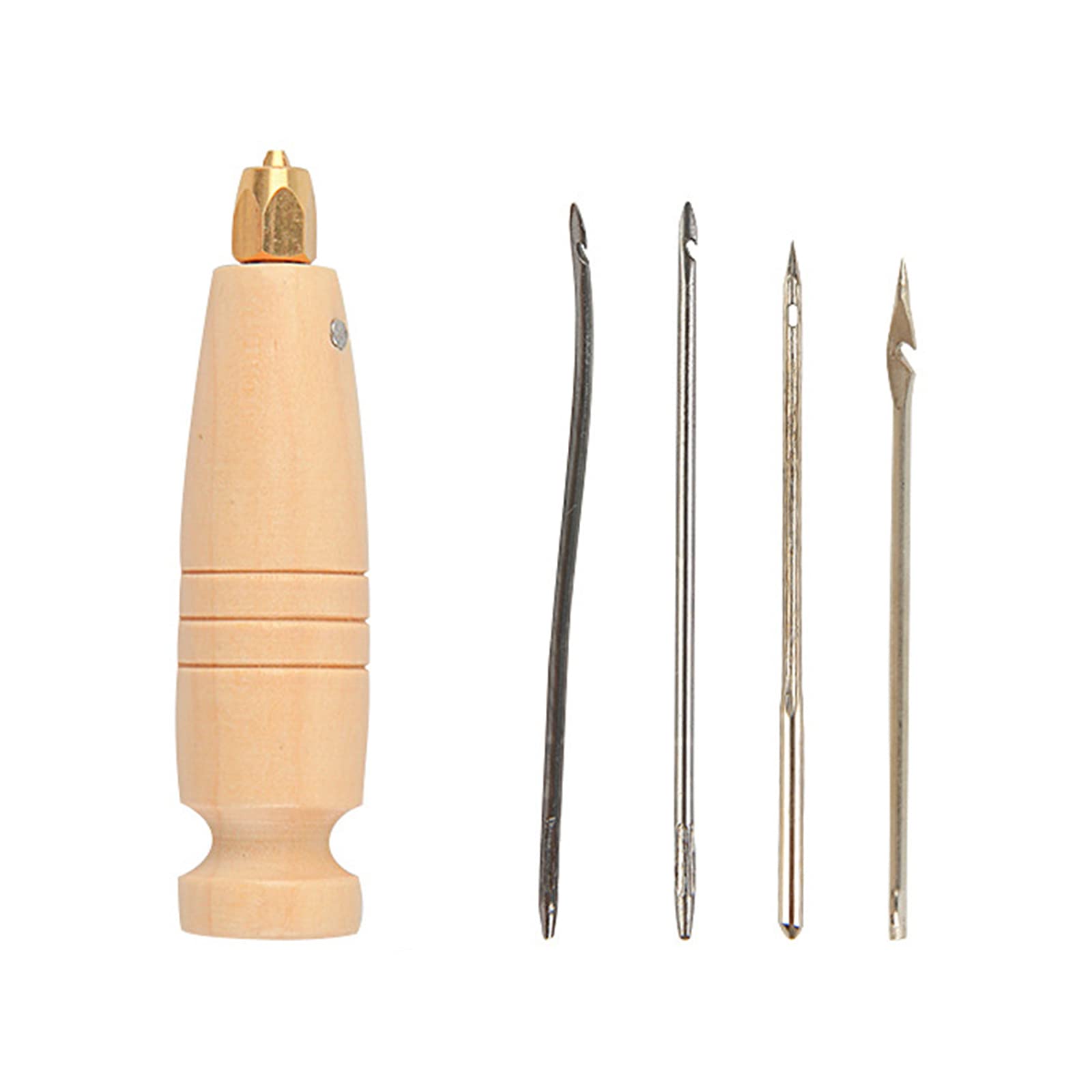 4 in 1 Stitching Awl Tool Wood Handle Leather Stitching Sewing Awl DIY Handmade Leather Craft Hole Tool for DIY Handmade Leather Tools