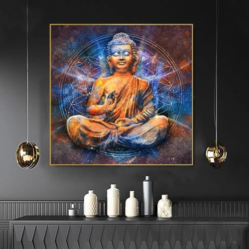 Tableau Bouddha abstrait 80x80 pour habiller un grand mur vide