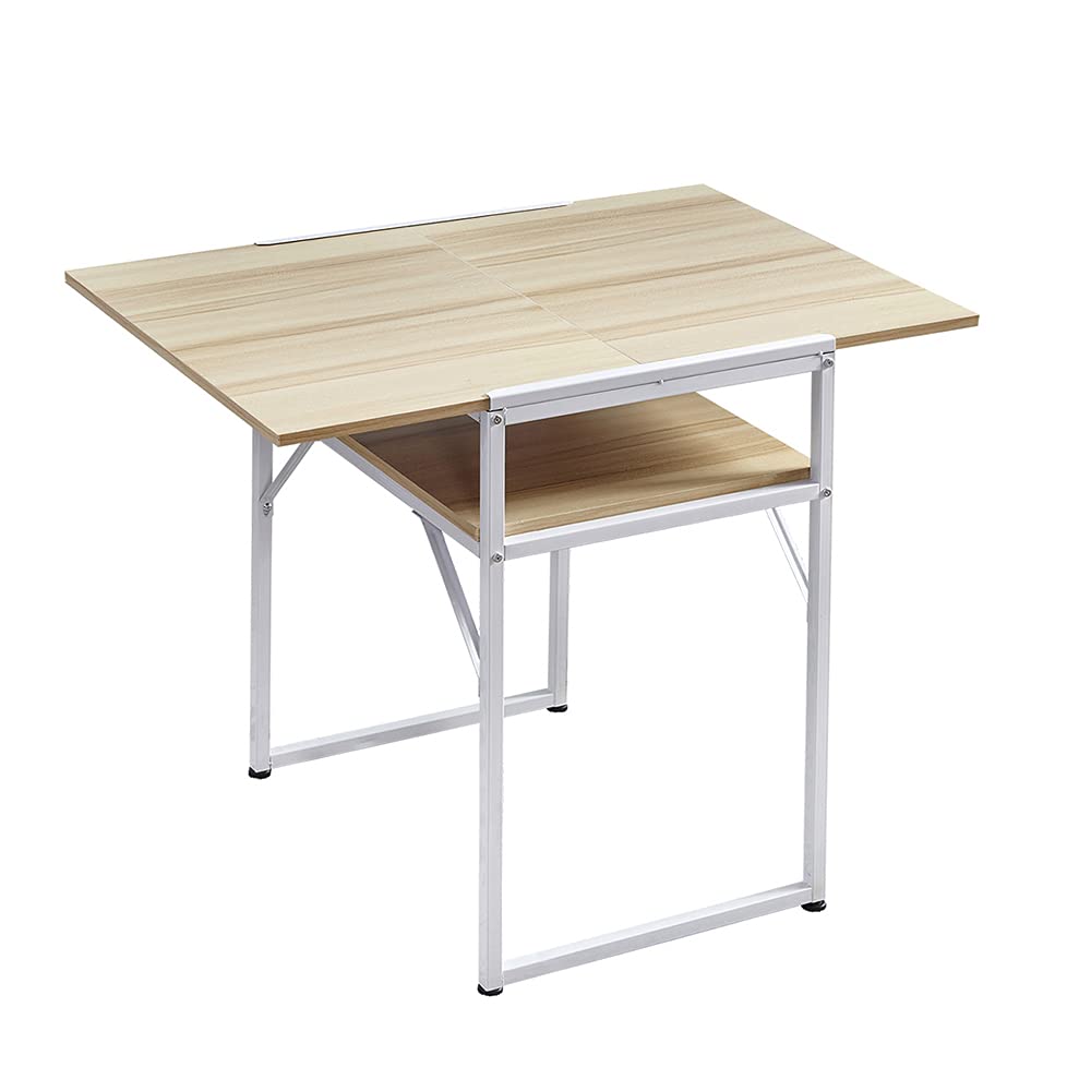 Buy HomesailingEU Folding Dining Table with Storage Shelves and Wheels