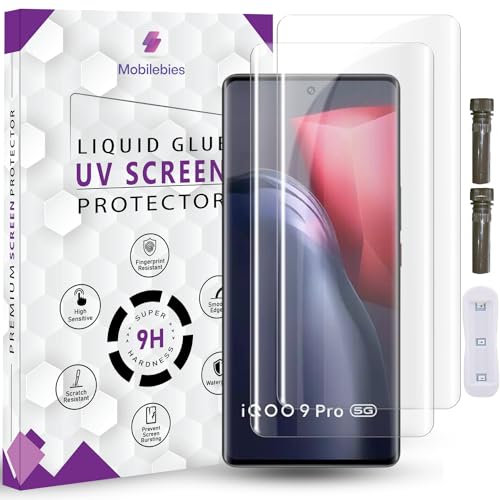 Image of Advanced HD+ UV Tempered Glass Screen Protector For IQOO 9 Pro 5G (6.78 Inch, Pack of 2) Full Adhesive UV Curved Screen Guard, Case Friendly with installation kit