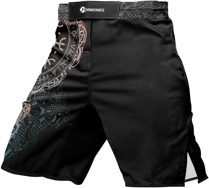 Viking MMA Shorts Mens Fight Shorts for BJJ No-Gi Jiu Jitsu Training Wear with Drawstring Inside 4-Way Stretch