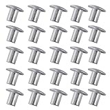 TOPPERFUN 200pcs Semi-Hollow Aluminum Rivets with Rounded Head Silver Tone DIY Tool for Household and Industrial Fastening