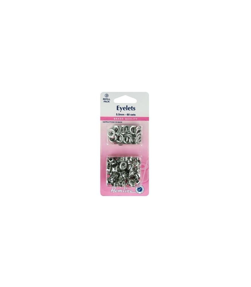 Eyelets : 5.5mm, Nickle/Silver