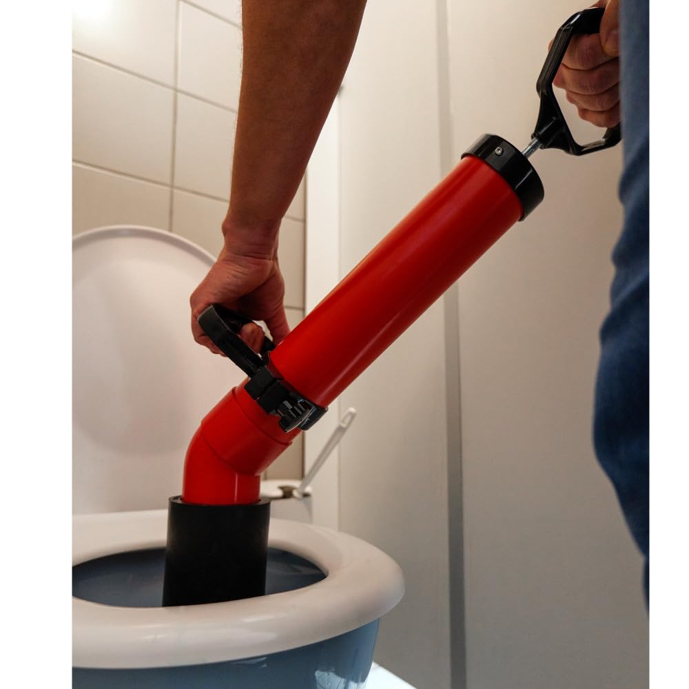 Déboucheur canalisation Pro - 3 Adaptateurs Inclus - Déboucheur à pompe - Evier - Toilette - Baignoire