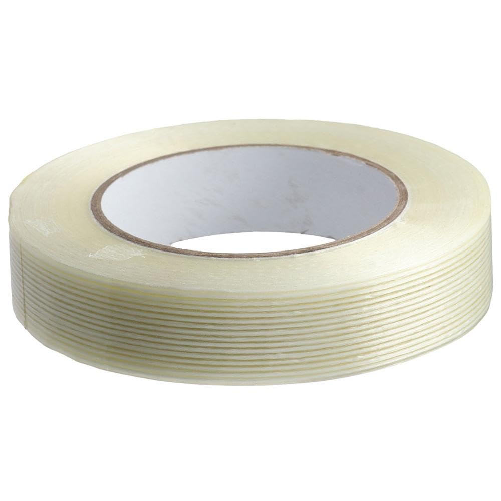 HOBBYIN Filament Strapping Tape, 1inx55yds Fiberglass Tape, Heavy Duty Transparent Reinforced Fiberglass Tape
