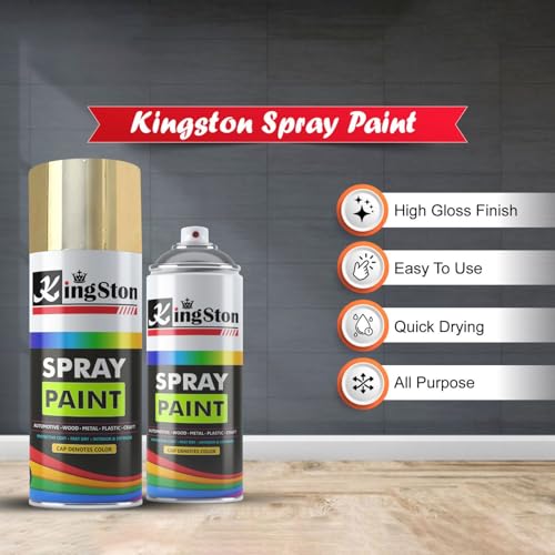 Image of Kingston Acrylic Spray Paint for Metal, Wood, Wall & Plastic, Multi-Surface DIY Paint, Quick Dry, Sparkle Gold Finish, 400ml Can, 1 Pc