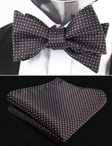 Image of Alizeal Mens 2pcs Solid Self-tied Bow Tie Set | Alizeal Mens 2pcs Self-tied Solid /Animal Bow Tie and Pocket Square Set Perfect for Wedding Business Formal Events