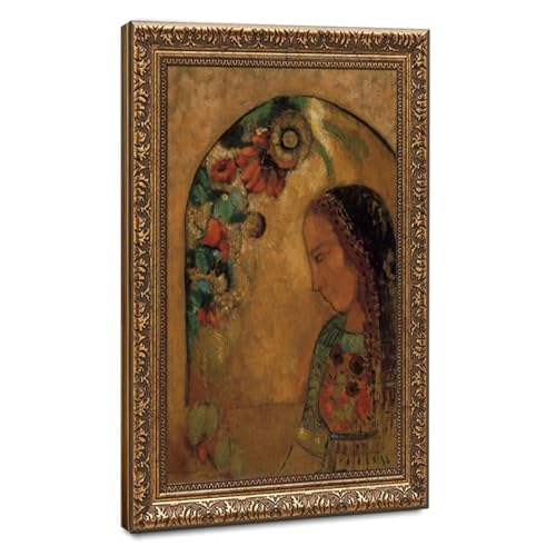 Impression sur toile Dame des Fleurs par Odilon Redon, tableau décoratif suspendu de 40,6x61 cm