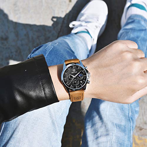 Image of BENYAR Men's Watch Quartz Movement Watches for Men 3ATM Waterproof Men's wristwatches Multifunctional Chronograph with dial Date Display Business Casual