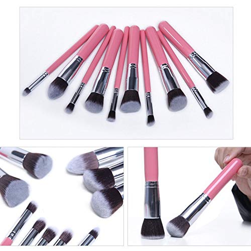 HW - Juego de 10 brochas de maquillaje profesionales estilo Kabuki para base de maquillaje