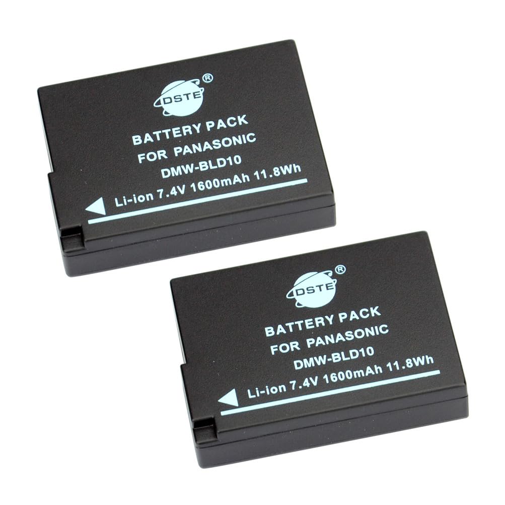 Batería Y Cargador De Viaje DSTE Para Cámaras Panasonic Lumix DMC-G3, GF2, GX1 - Pack De 2 Baterías Con Cargador