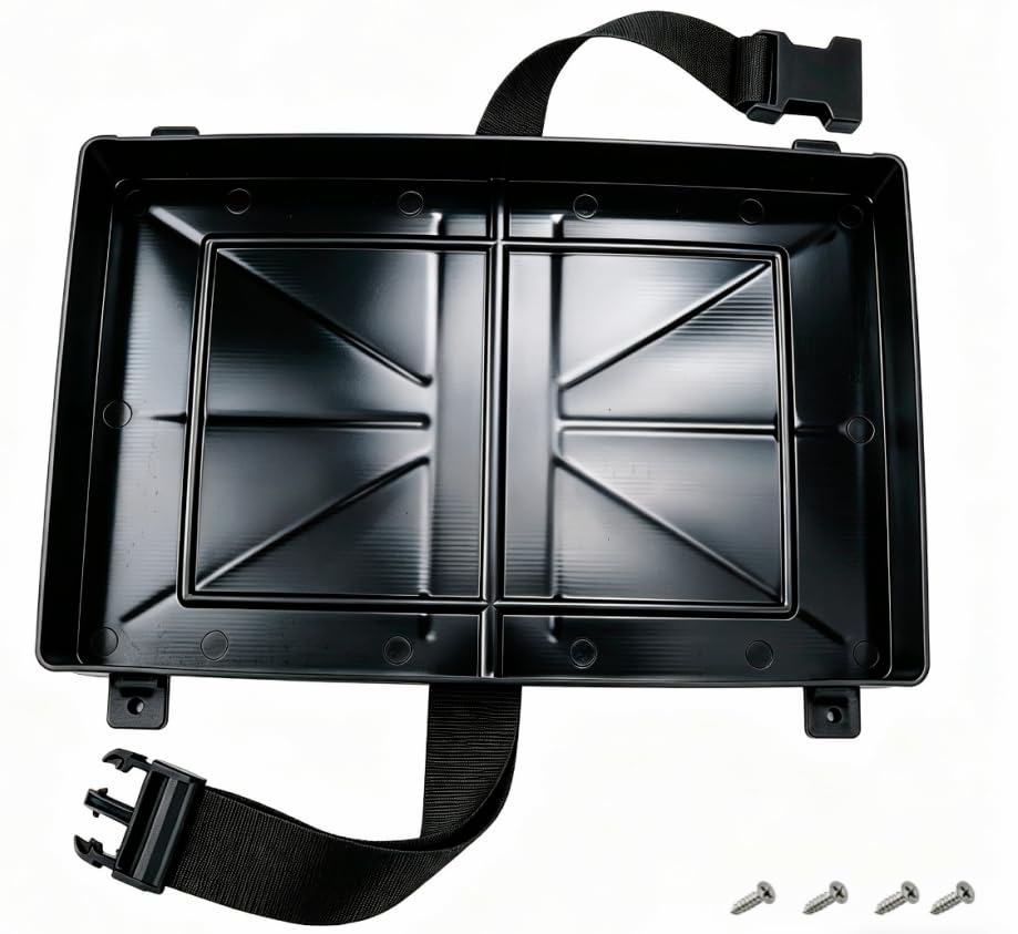Image of Group 24 Battery Tray with Strap Heavy Duty Marine Battery Tray Holder for Boat, RV, Automotive & More - Secure, Non-Slip Boat Battery Tray for Series 24 Batteries
