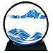 Produktbild Yuomiker Dynamisch 3D Sandbilder zum Drehen, Fließende Sandmalerei runder Glas Rahmen, Bewegtes Sandbild Natürliche Landschaft Blauer Ozean, Entspannende Dekoration für Desktop-Kunst (Blau, 7")