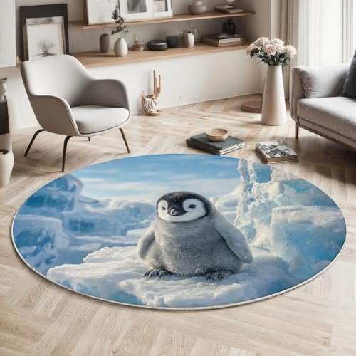 Tapis de chambre lavable pingouin 180cm antidérapant doux