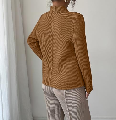 Womens Loose Fall Outwear Ribbed Blazer Jacket Blazers Notched Lapel Jacket2
