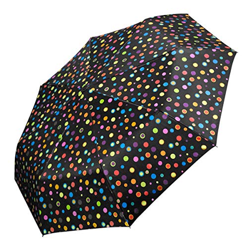 Preisvergleich Produktbild SoulCats® Taschen Regenschirm mit bunten Punkten praktisch mit Automatik klein faltbar