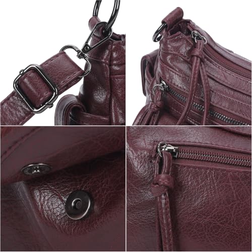 Image of Angel Kiss Hobo Purses for Women Crossbody Shoulder Bag Ladies Multi Pocket Handbags with Adjustable Shoulder Strap | Soft Vegan Leather
