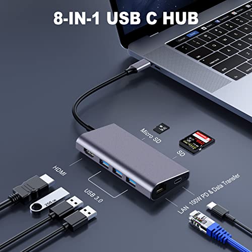 LasAnclas-8-in-1-USB-C-Hub-Ethernet-USB-C-Docking-Station-4K-HDMI-100W-PD-35Gbps-USB-30-1Gbps-LAN-USB-C-Dongle-SDTF-Card-Reader-USB-Multiport-Adapter-for-MacBook-AirProiPad-Pro-2021-and-More