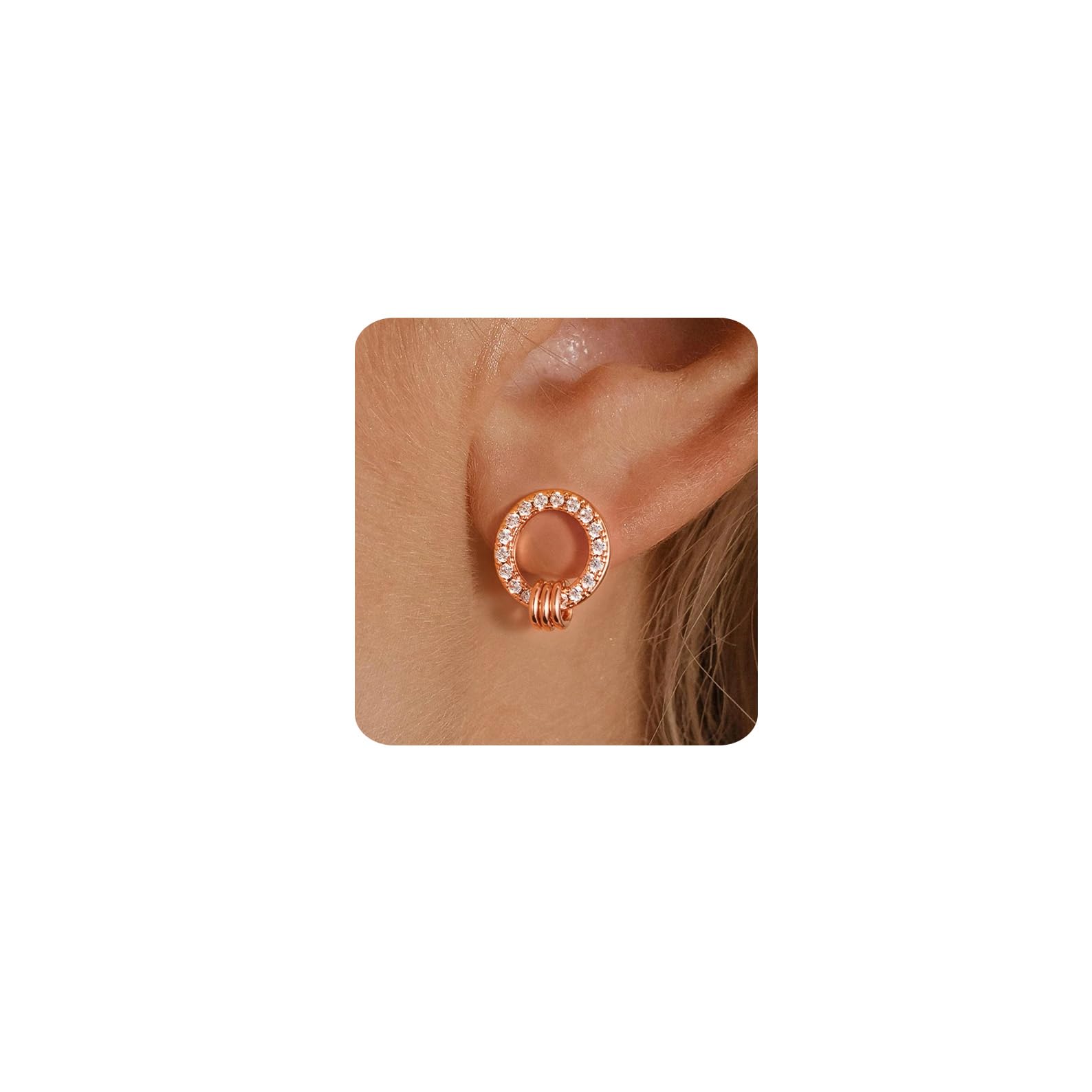 MUMREUES Ohrringe Silber 925 für Damen 14K Vergoldet Kleine Ohrstecker Zirkonia Minimalistische Stecker Gold Ohrstecker Ohr Schmuck Geschenke
