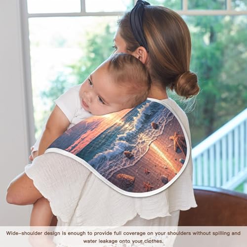 J JOYSAY Beach Sunset Orange Baby Burp Cloths for Boys Girls Large 22''x11'' Cotton 4 Layer Baby Spit-Up Rags for Girl Drool one sizex2 5