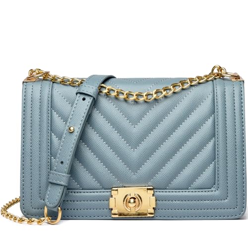 Myhozee Damen Crossbody Schultertasche Damen Umhängetasche Kette Schulterriemen Crossbody Bag Citytasche Feste Multifunktionstasche PU Leder Schultertasche Handytasche Verstellbarem Schultergurt