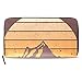 Produktbild Leder Zip Around Kartenhalter Geldbörse Clutch Bag Wallet Lange Clutch Mit Retro Hike Print-Kartenhalter Organizer, Pu Leder Reißverschluss Geldbörse Für Männer Frauen