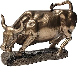 US 9.5 inch Figurine Replica Wall Street Bull Polished Bronzehued
