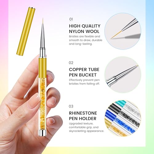 Image of Gel Polishing Nail Liner Brush 5pcs Of Painting Art Nail Liner Brush Outline Beautiful Patterns.